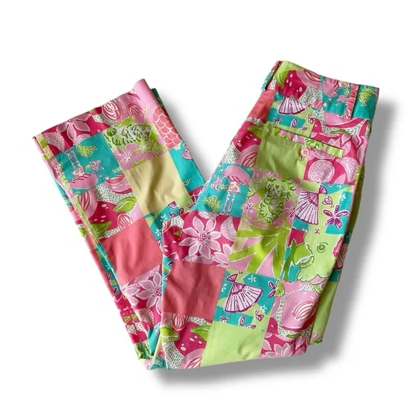 Lilly Pulitzer Vintage ‘90’s Patchwork Cropped Pants Size 0 - Picture 3 of 13